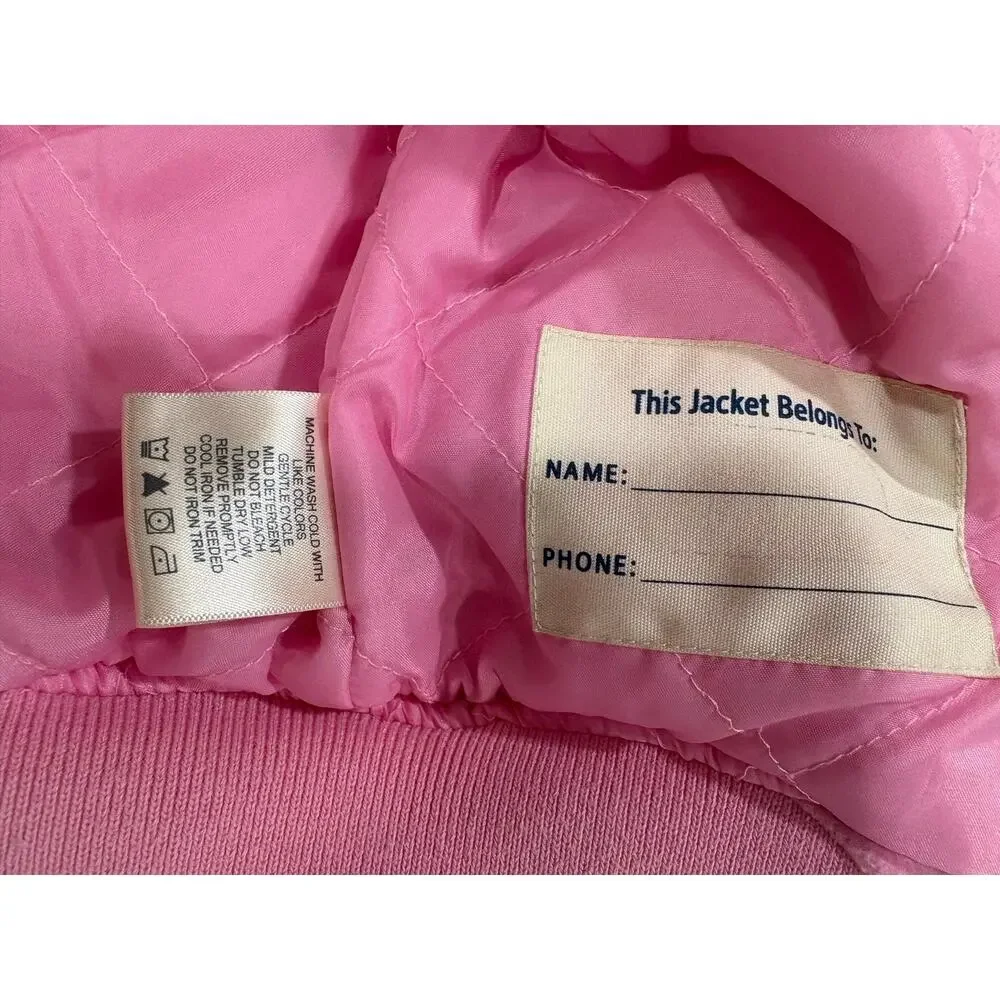 Osh Kosh B’gosh Varsity Bomber Jacket Pink Coat w/ patches Size 2T Girls